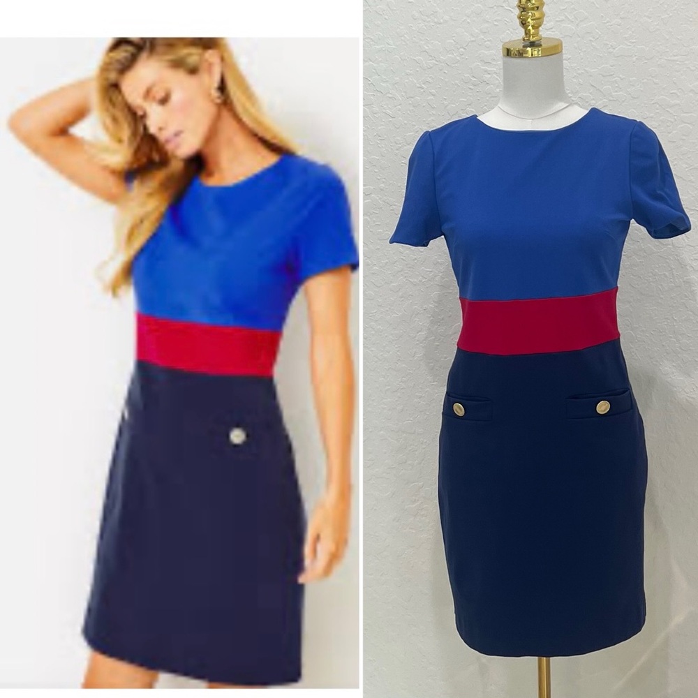 Lilly Pulitzer Colorblock Mini Dress in Blue, Navy & Red